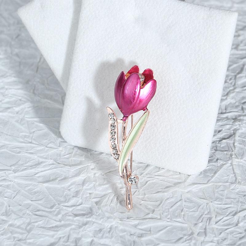 Tulip Brooch: Elegant French Style Corsage for Women's Suit Jackets - Anti-exposure Lapel Pin Jewelry