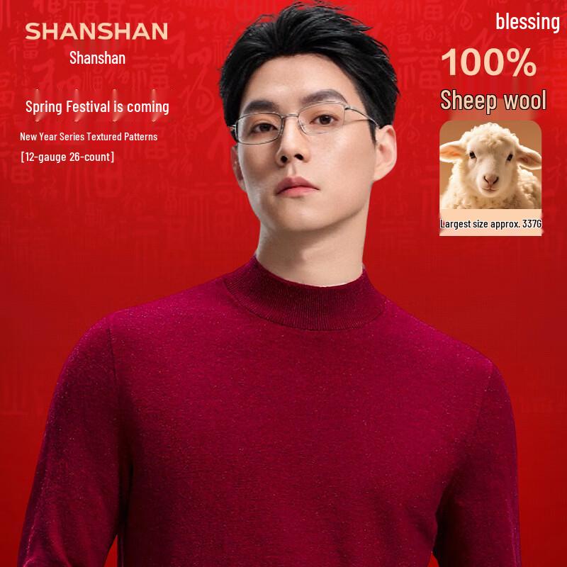 Shanshan Men's 100% Pure Wool Thick Warm Round Neck Sweater