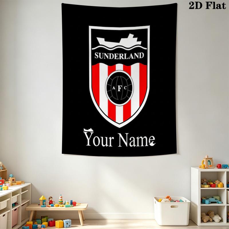 Sunderland A.F.C. Benutzerdefinierte Namens-Wandteppich Ästhetischer Wandbehang Bedruckte Stoffdecke Dekorative Wandteppiche für Schlafzimmer Wohnzimmer Heimdekoration