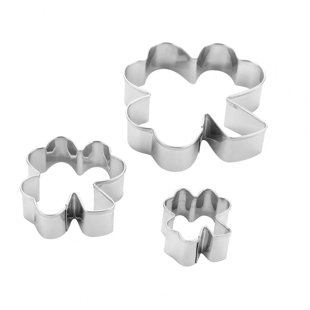 

Shamrock Cake Mold Multi-size Clover Cutters 3pcs St Patrick s Day Cookie Cutter Set Stainless Steel Clover Fondant for Baking серебряный