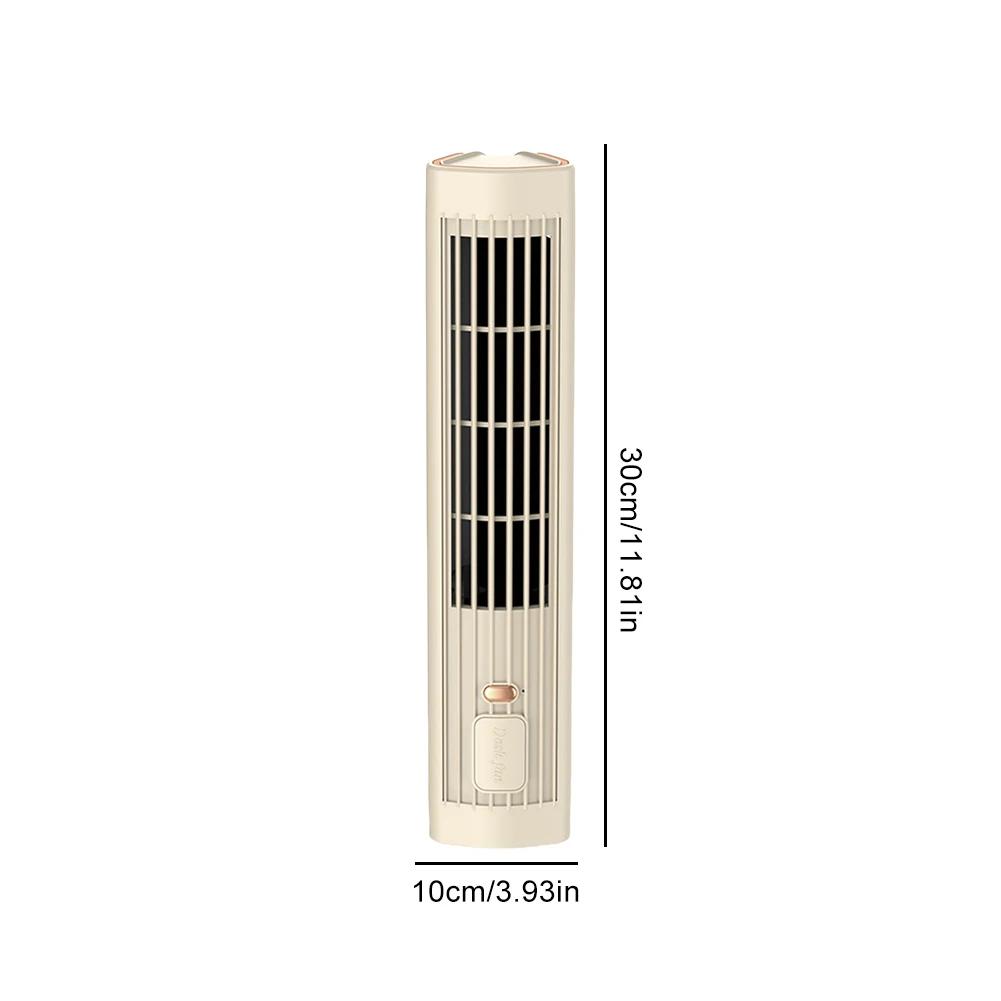 Portable Bladeless Electric Fan with Vertical Horizontal Airflow Rechargeable USB Tower Fan 3 Speed Quiet Household Cooling Fan