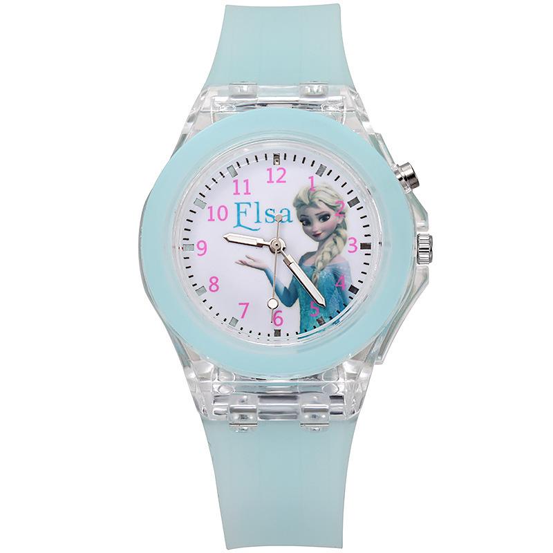 Colorful Luminous Cartoon Ice Snow Unisex Children's Watch with Soft Silicone Strap and Night Light