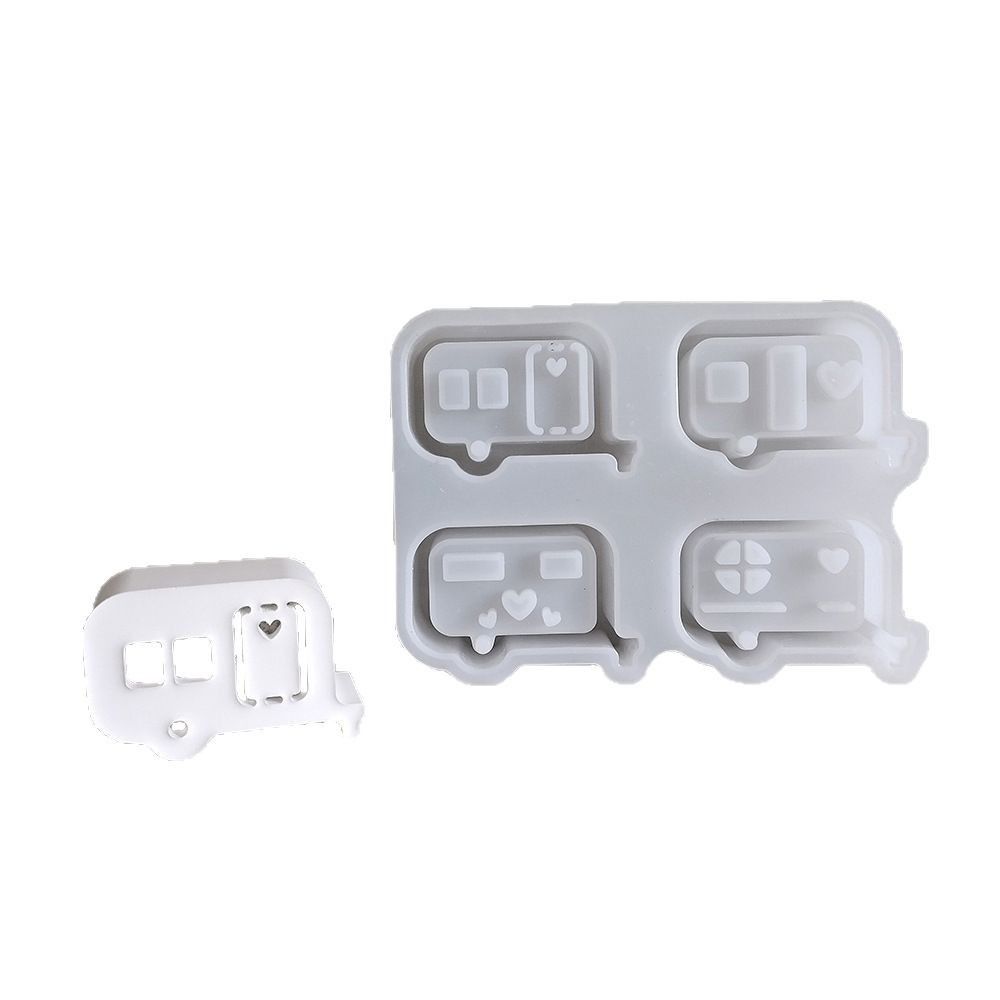 Mini Car Silicone Mold Handmade DIY Crafts Bus Silicone Mold 3D Hollow Heart Creative Bus Desktop Decorative Light Home Decor