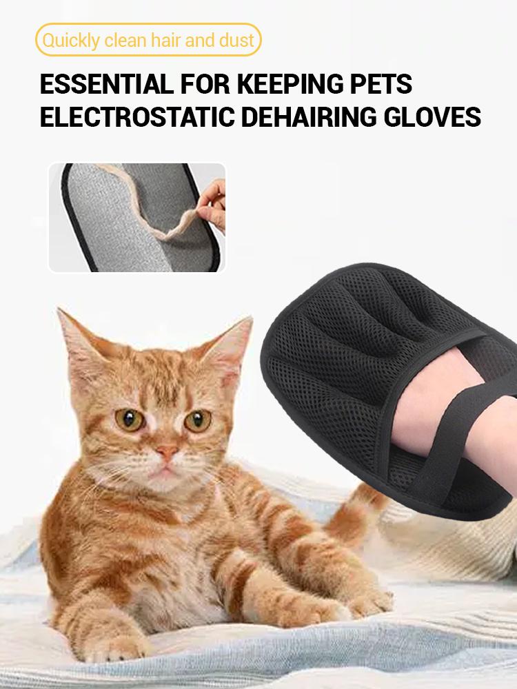 Double-Sided Grooming Gloves for Pets Multi-Purpose Thickened Pet Hair Wiping Gloves Soft De-Shedding Brush Gloves for Dogs Cats