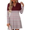 Women's Fashion Striped V-Neck Long Sleeve  Dress