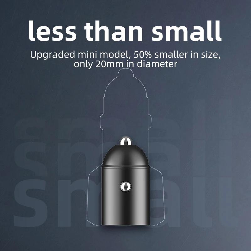 30W Mini USB Car Charger Super Fast Charging Type-C PD Quick Charge Car Mobile Phone Charger Adapter For iPhone Huawei Samsung