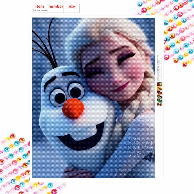 Disney Diamond Art Painting Kit – Elsa Olaf Sparkling Scene Craft, Home Wall Decor, Handmade Gift