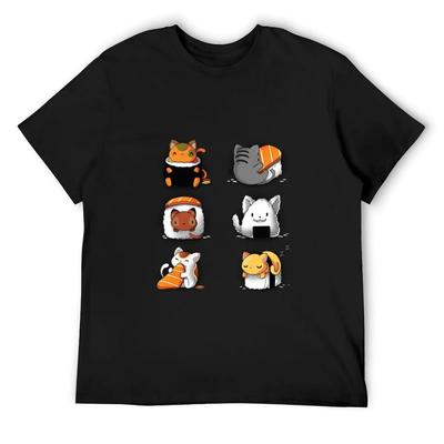 Cute Sushi Cats T-Shirt for a Boy Baggy Shirts Essential T Shirt Basketball Graphic Tees Plain T Shirts Men