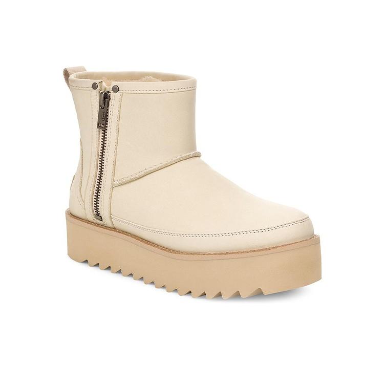 UGG F19 Stivali da Neve Classici Rebel Biker Mini con Fodera in Pelliccia da Donna Stivali da Neve Rosa 1105313-BONE