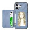 C1-02 Etui na iPhone 16 Blokujące RFID Uchwyt na karty Skóra z włókna węglowego+PC+TPU Pokrowiec na telefon