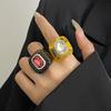 Vintage Elegant Stylish Colorful  Rings Geometric Forefinger Resin Rings Light Luxury High-End Jewelry Accessories