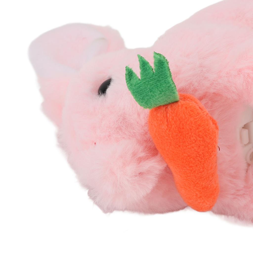 Realistic Bunny Toy Plush Interactive Easter Electronic Hopping Bunny Toy with Sound Wiggle Ears for Birthday Gift Pink