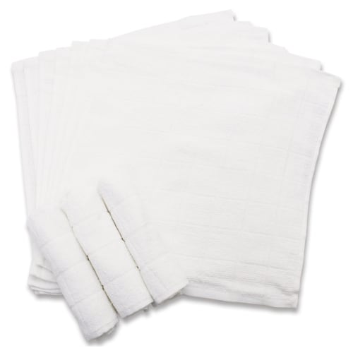 Nakamura Oshibori (Checkered Towels), Commercial Use, Pack of 10, 100% Cotton, White, 28 x 28cm