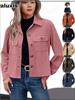 Trendy Casual Short Cardigan Corduroy Button Jacket Top for Women
