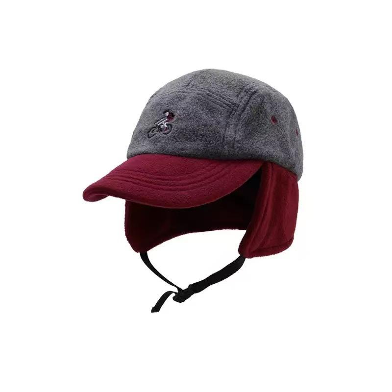 Color Block Baseball Cap with Ear Flaps, Winter Warm Thickened for Unisex Men Women, Ideal for Outdoor Activities Daily Wear