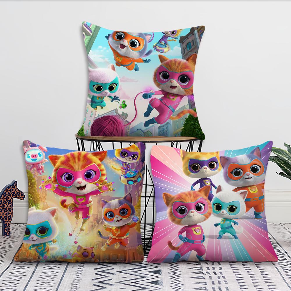 MINISO Cute Cartoon S-SuperKitties Cushion Cover Living Room Headboard Bedroom Office Cushion Cushion Sofa Nap Time Pillow Case
