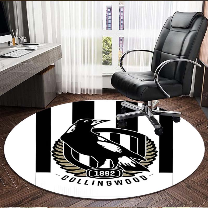 Collingwood Magpies Print Round Rug, Washable Floor Carpet, For Entryway Dorm Laundry Room Office Study, Home Decor Birthday Christmas Gift