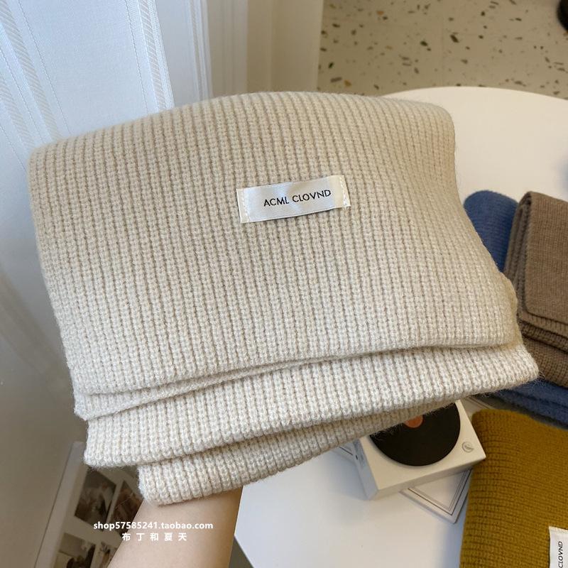 Solid Color Scarf Knitted Scarf for Women Korean Winter New Couple's Men's and Women's Style