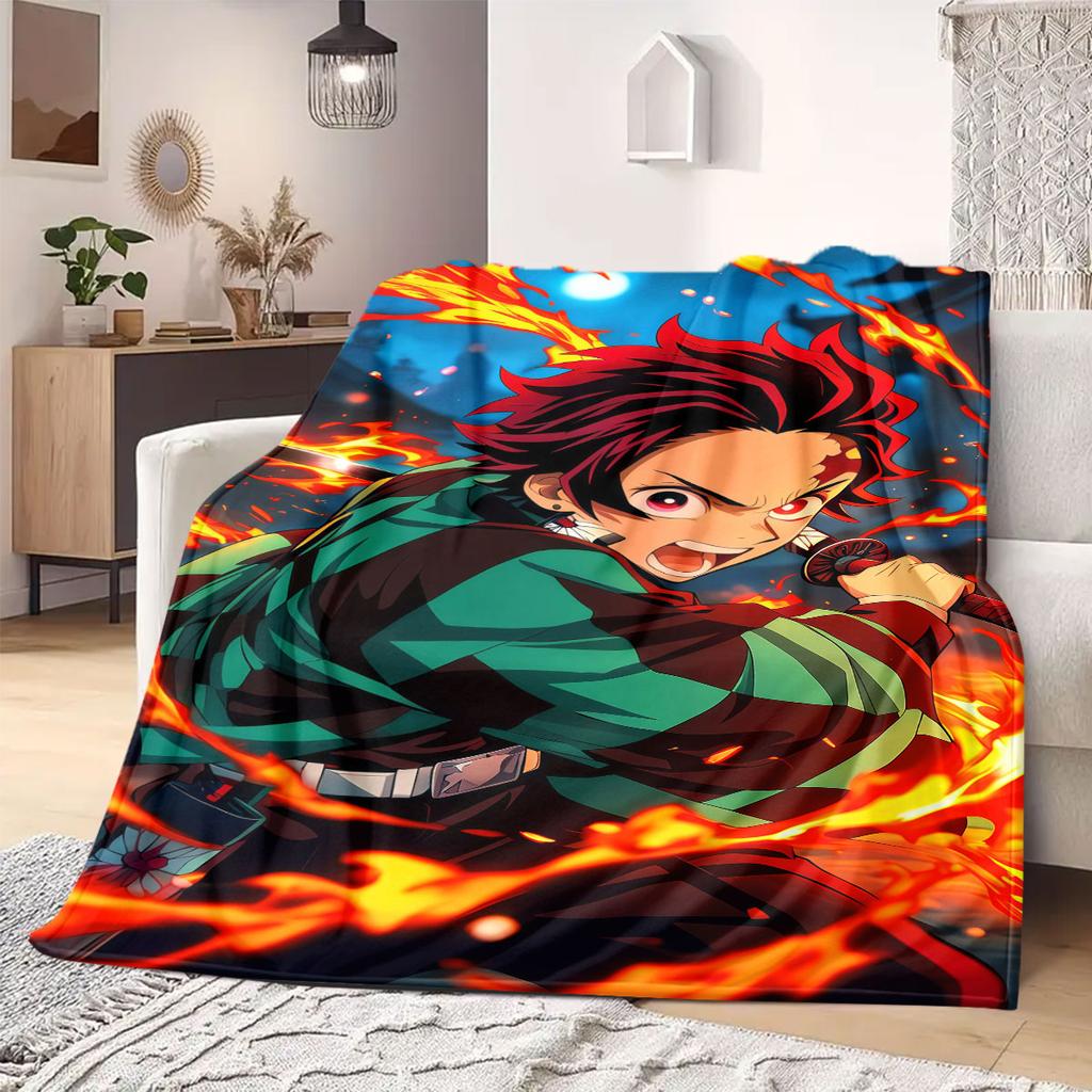 Rengoku Flame Hashira Flannel Blanket Warm,Comfortable,Suitable for Bedrooms,Sofas,Beds,Chairs,Picnics,Travel
