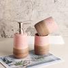 Pink ceramic toothbrush holder, mouth cup tooth cup soap dish dispenser lotion bottle bathroom accessories soap dispenser