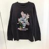 Wool Blend Floral Letter Pattern Round Neck Loose Sweater