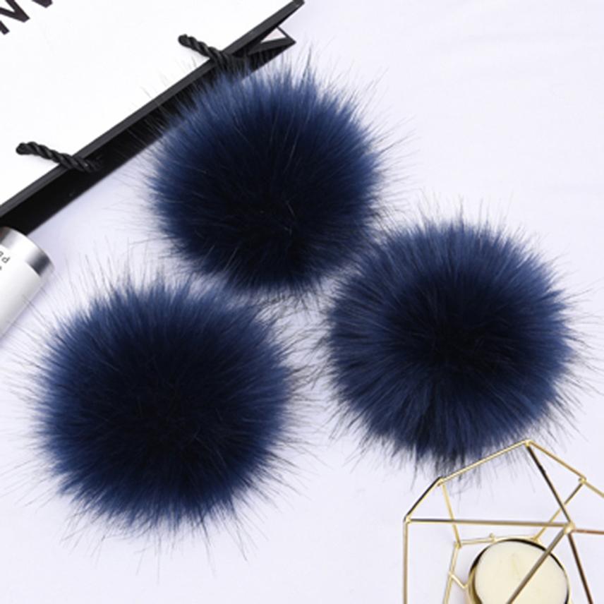 1PC Faux Fur Pompom Hat Ball Hairball DIY Handmade Pom Poms for Handcraft Colorful False Pompon With Rubber Band Hat Accessories