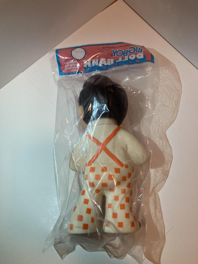 Big Boy Soft Vinyl Coin Soft Vinyl Orange Square Pattern Bank, Doll,