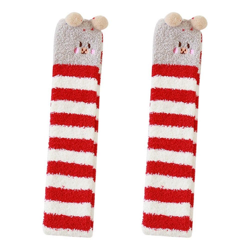 3D Fluffy Coral Feece Sock Zimní teplá punčocha na podlahu Nové modelovací podkolenky Dámské