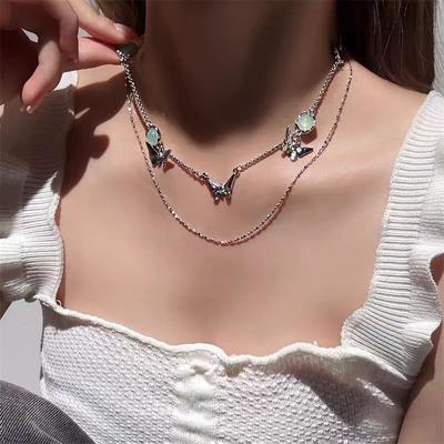 Butterfly Pendant Necklace Women's Summer Cold Wind Versatile Accessories Versatile Sense Personality Collarbone Chain