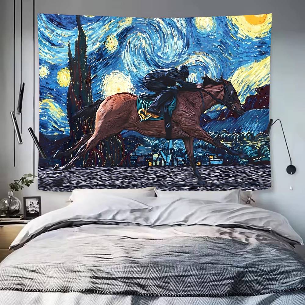 Racing Under The Starry Night Tapestry Game Esports Room Theme Personalized Room Decor Popular bedroom decoration tapestry
