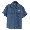 Dickies Men's Short Sleeve Shirt, Striped, Open Collar, Blue, Black, Casual, Sizes M, L, XL, 10001912 (JP, Alphabet, XL, BLUE)