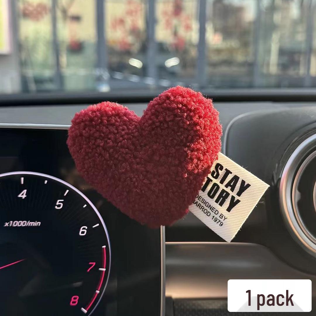 

Плюшевый автомобильный орнамент в форме сердца для приборной панели или зеркала заднего вида - Милый декор салона для девочек