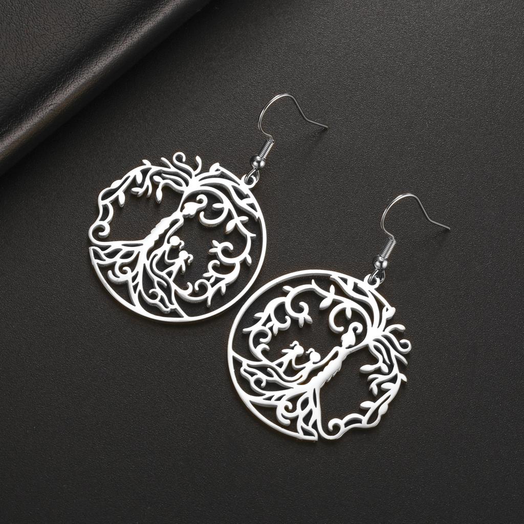 LIKGREAT Hot Sale Son Daughter Stainless Steel Tree of Life Drop Earrings Girls Boys Earring Jewelry for Women Family Gifts 2025