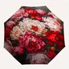 Blumenarrangement Pfingstrosen Thema 8 Knochen Hand Automatisches Faltschirm, Kompaktes und Tragbares Design, Ein Perfektes Geschenk für Geburtstag, Weihnachten