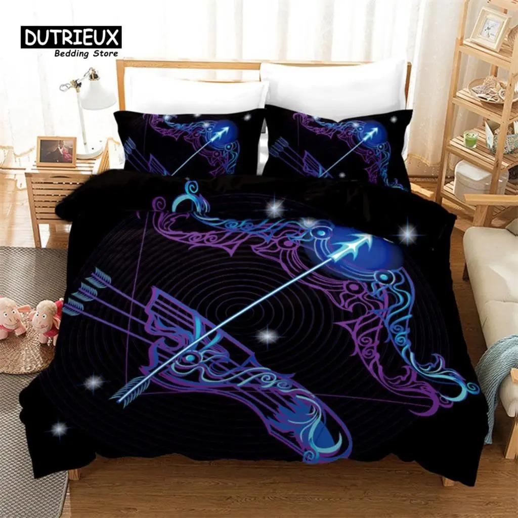 3D Aries Duvet Cover Set Twelve Constellations Bedding Set For Teens Kids Dorm Decor Microfiber Exotic Abstract Art Quilt Cover
