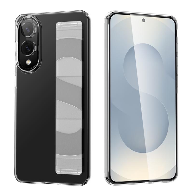 

Ultra Thin Frosted Hard PC Silicone Elastic Wristband Phone Case For Samsung Galaxy S25 Edge S24 S23 Ultra Plus Shockproof Cover Galaxy S25 прозрачный