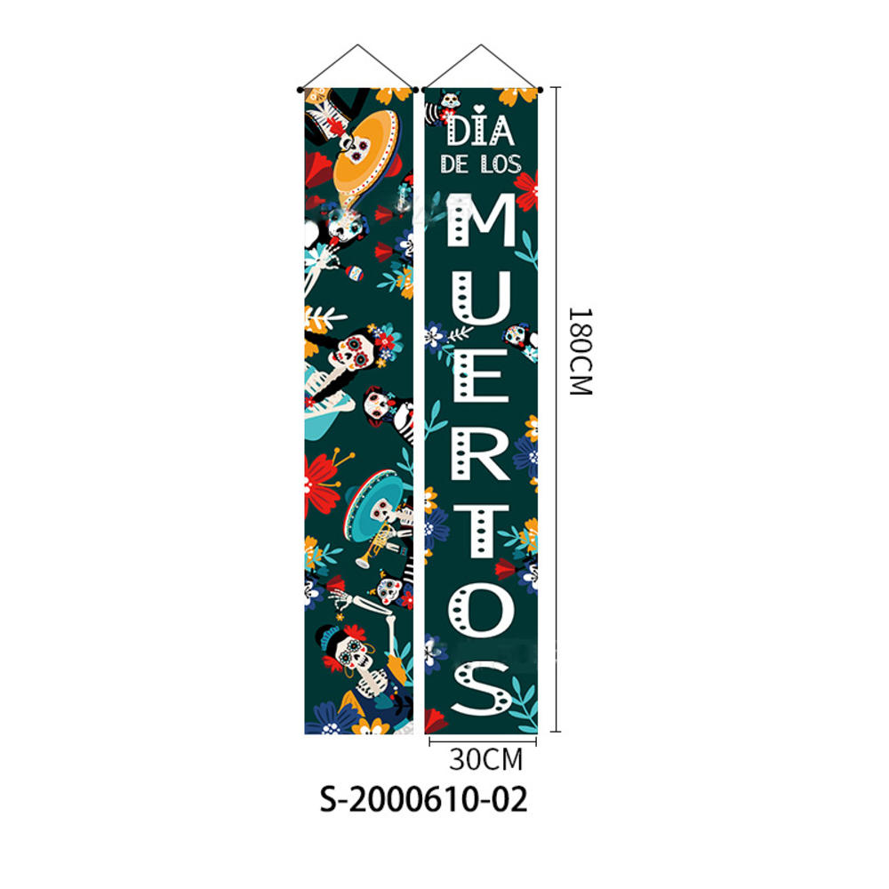 1 Pair Mexican Day of The Dead Decoration Outdoor Mexican Halloween Banner Porch Sign DIY Party Skull Welcome Hanging Door Decor