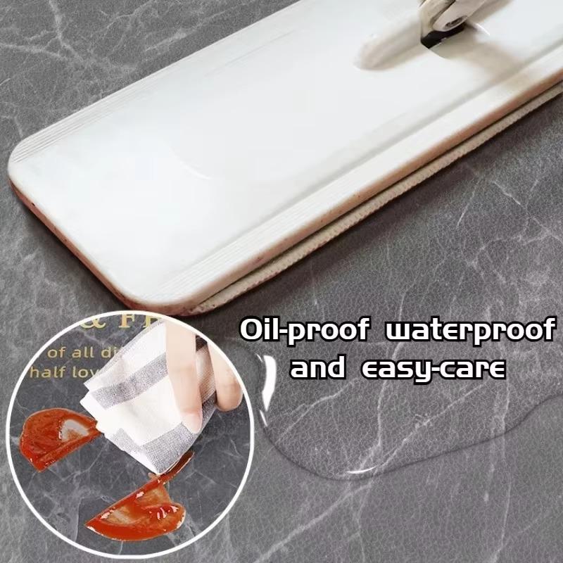 French Kitchen Floor Mat Leather Waterproof Oil-proof Foot Mats PVC Home Corridor Entrance Doormat Non-slip Dirt-resistant Rug