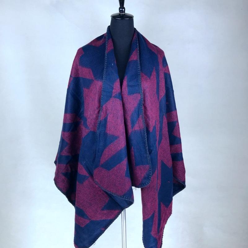 Autumn and Winter Thickened Warm Cloak Versatile Imitation Cashmere Plaid Jacquard Shawl Scarf Women