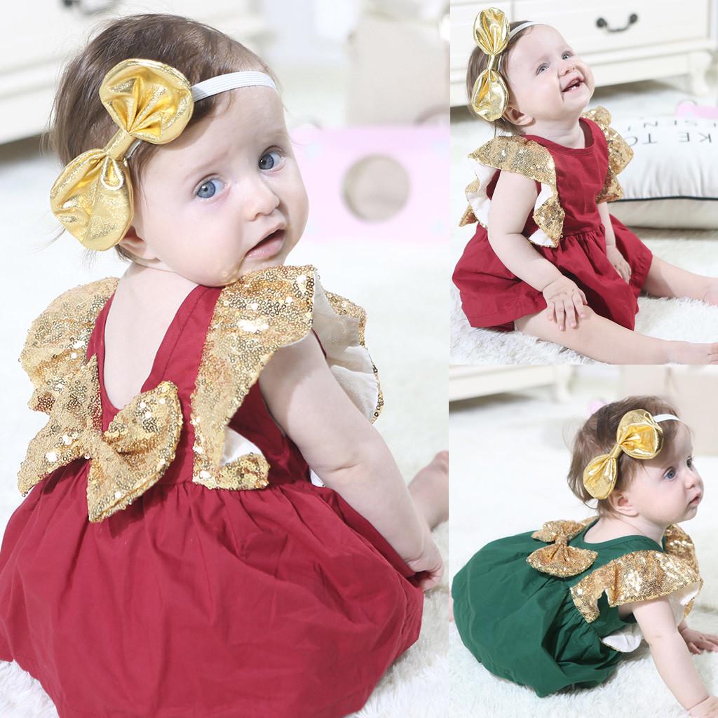 Oucan Summer Infant Baby Girls Sequin Bowknot Wedding Party Romper Princess Dress Oucan Summer Infant Baby Girls Sequin Bowknot Wedding Party Romper Princess Dress