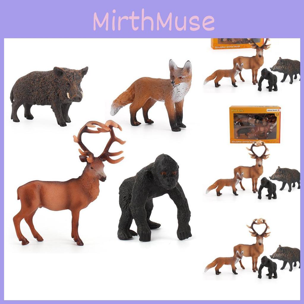 Wild Animal Pvc Figurine Black Chimpanzee Fox Deer Gift For Kids And Collectors