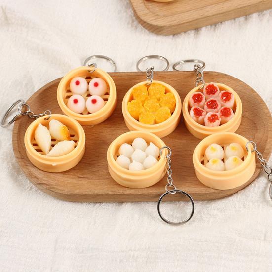 Keychain Pendant Food Steamer Design Lifelike Hanging Ornament Keys Backpack Car Decoration Daily Use Accessory