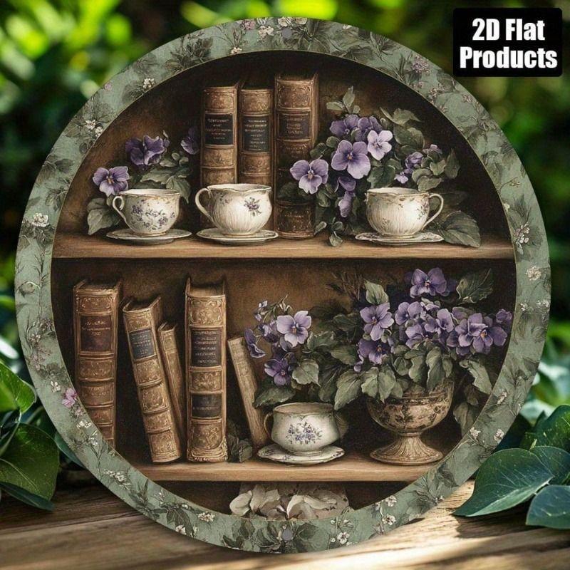 Retro Metal Tin Sign Art Circle 20x20cm Wall Decor for Living Room Bedroom