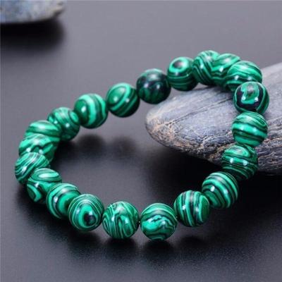 Braccialetti di malachite crisocolla da 8 mm per donna uomo perline di pietra naturale regalo di gioielli con braccialetto in rilievo a forma rotonda