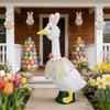 Easter Porch Geese Dress Costume with Dress Hat Bowtie Porch Geese Statue Outfit For Garden Yard Festival Decoration
