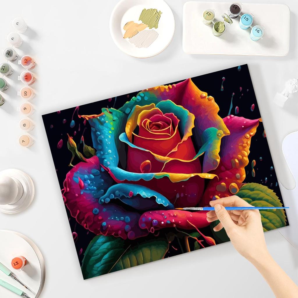 Frame Colorful Rose Diy Painting By Numbers Kits Flowers Picture Acrylic Paint By Numbers Starter Kit For Home Decors Art 40x50cm