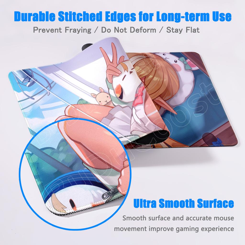 Hololive Kawaii Girl Shiranui Flare Desktop Carpet Laptop Anime Keyboard Mat PC Gaming Accessories Non-slip Rubber Base Mousepad