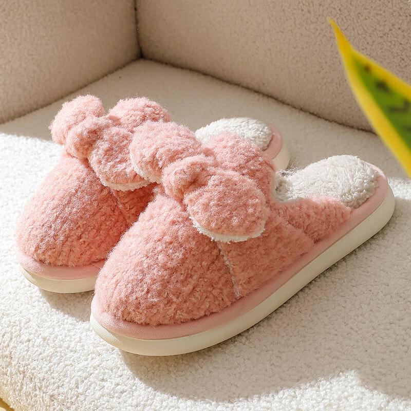 Women s Warm Plush Bow Slippers