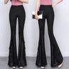 2025 Spring Black Lace High-Waisted Wide Leg Fishtail Pants