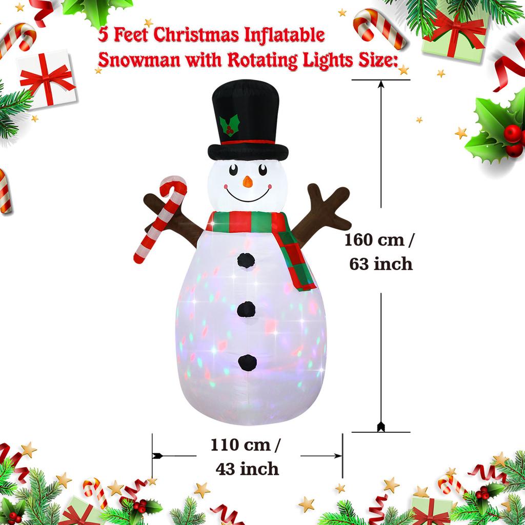 Christmas Inflatable Decorations with LED Lights, Giant Snowman, Gingerbread Man, Gift Bag, Lawn Yard Party Xmas Ornaments